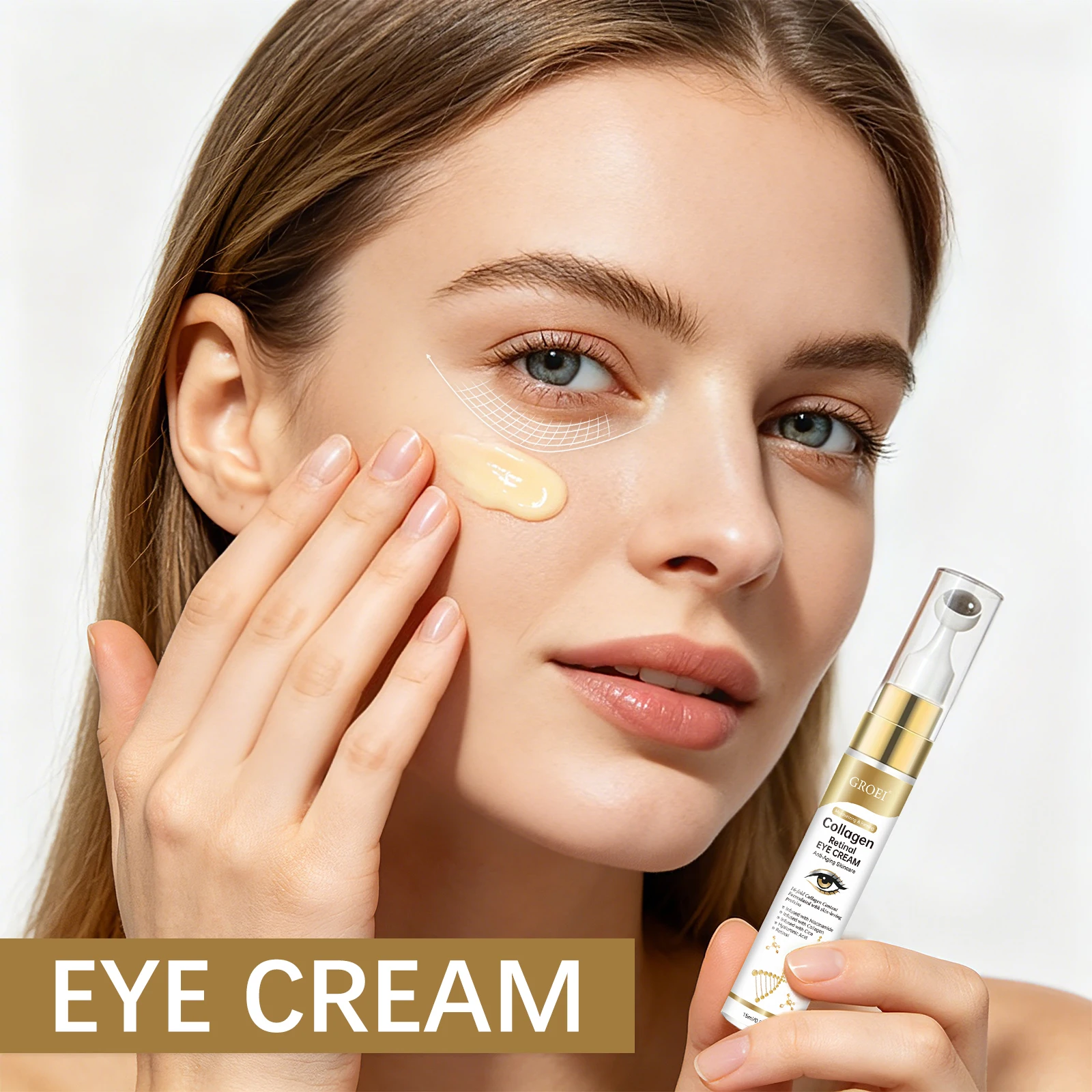 Roller Ball Eye Cream Collagen Retinal Niacinamide CICA Hydrating Firming Reduce Fine Lines Dark Circles Eye Skin Care 15ml