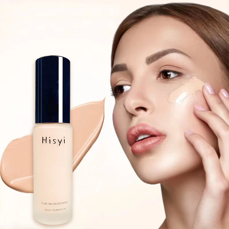 HISYI Liquid Foundation Cream, Natural Coverage Skin Tint, Lightweight Blemish Concealer, Smooth Non-Cakey Makeup Base