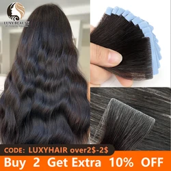 Extensions de Cheveux Lisses en PU, Bande Adhésive Invisible, Sans Couture, 10 Pièces