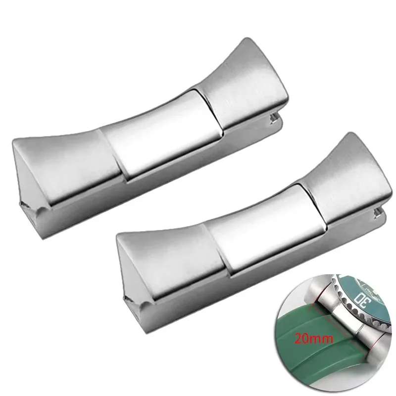 20mm Solid End Link voor Rolex Daytona Submariner Zwart Groen Water Ghost GMT siliconen Lederen Horlogeband Arc Interface