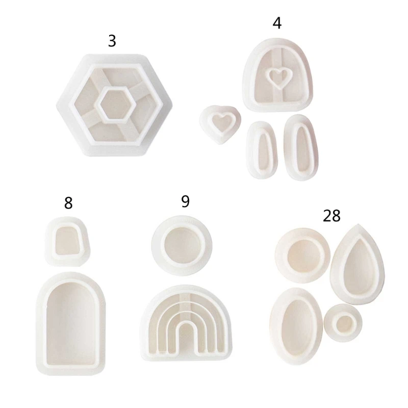 R3MC Plastic Clay Earring Cutters Handmade Heart Earrings Cutter Mold Soft Pottery Clay Cutter for Clay Jewelry Making