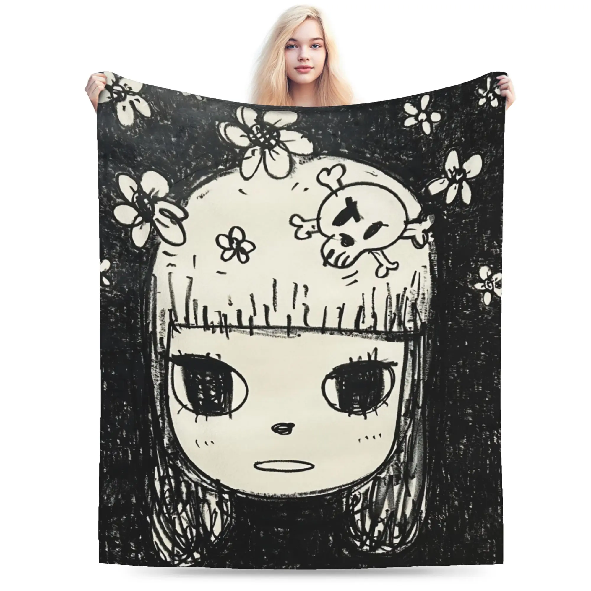 Comfortable Yoshitomo Nara Blanket Stuff Home Decorative  Throw Blanket Super Soft Coral Fleece Plush for Car