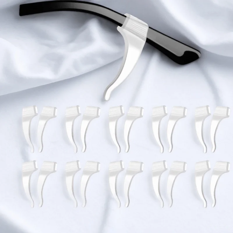 

20Pairs Non-Slip Silicone Ear Hooks Glasses Holder Anti Slip Eyeglass Ear Grips for Running Sports Eyewear Retainer Transparent