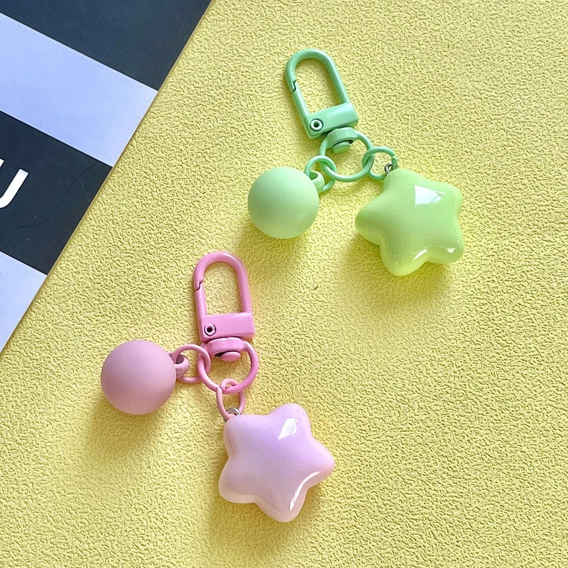 Colorful Stars Keychain Resin Resin Star Keychain For Women Girls Earphone Case Backpack Decoration Car Key Decoration