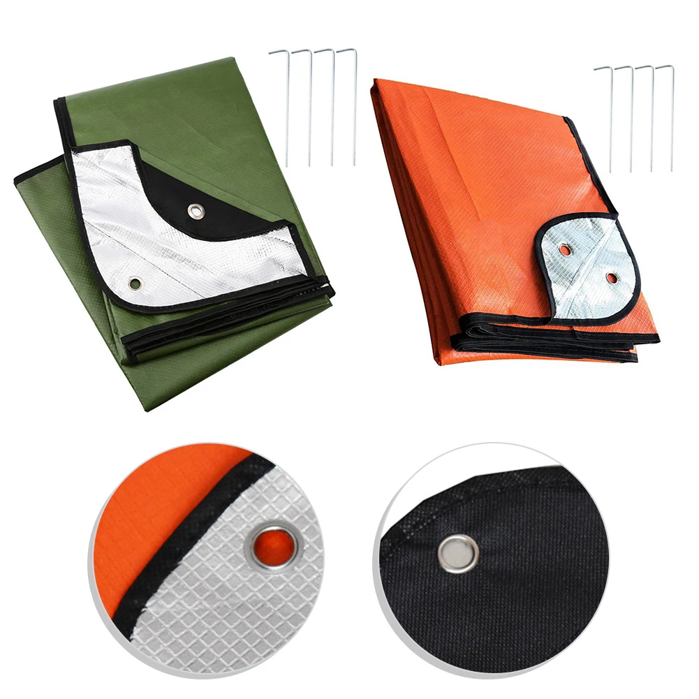 

1 шт., одеяло для выживания на природе, изолированное термосветоотражающее брезент, 82,7x59,1 дюйма, водонепроницаемое изолированное одеяло для пеших прогулок