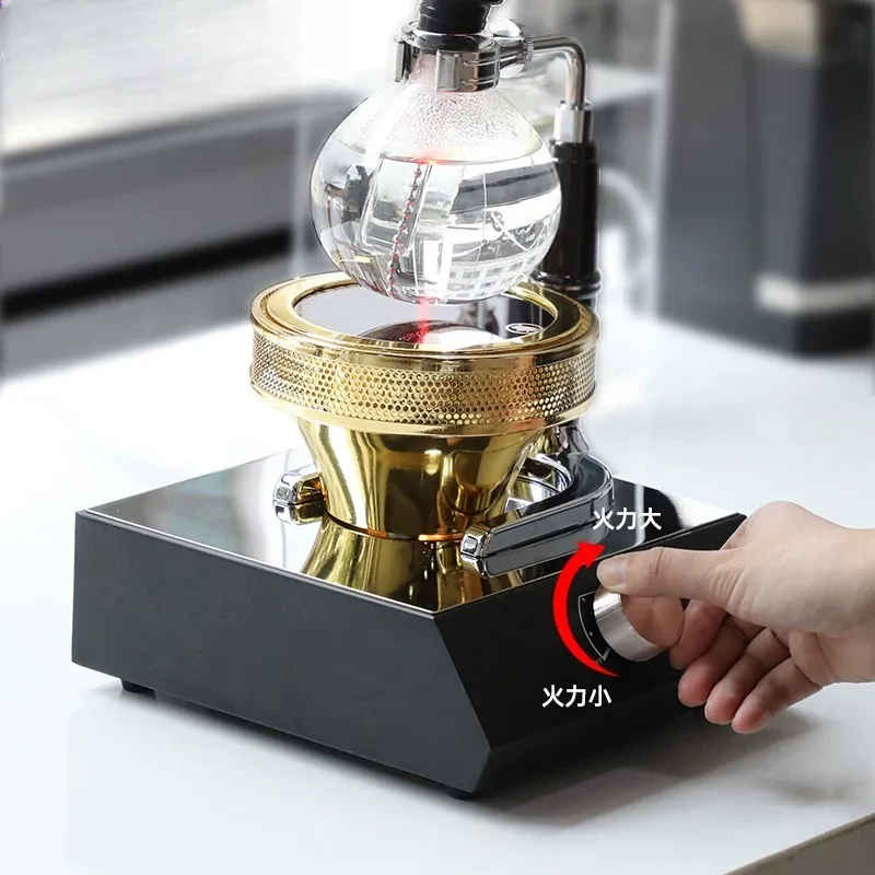 Siphon Coffee Maker with Halogen Lamp Heater & Light Wave Stove for Home Brewing