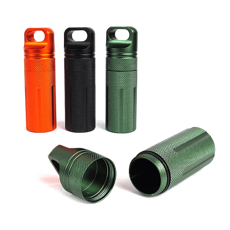 Aluminum Alloy Airtight Pill Container Bottle Portable Outdoor EDC Single Chamber Capsule Holder Waterproof Medicine Case Box