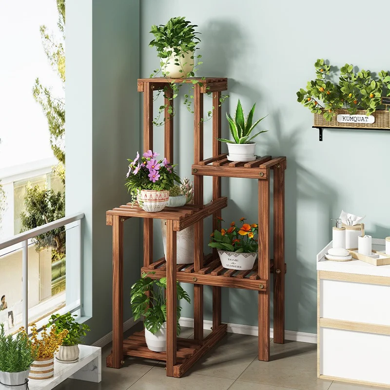 wood household flower stand living room corner multi-layer plant shelf multifunctional balcony stojak na kwiaty garden furniture