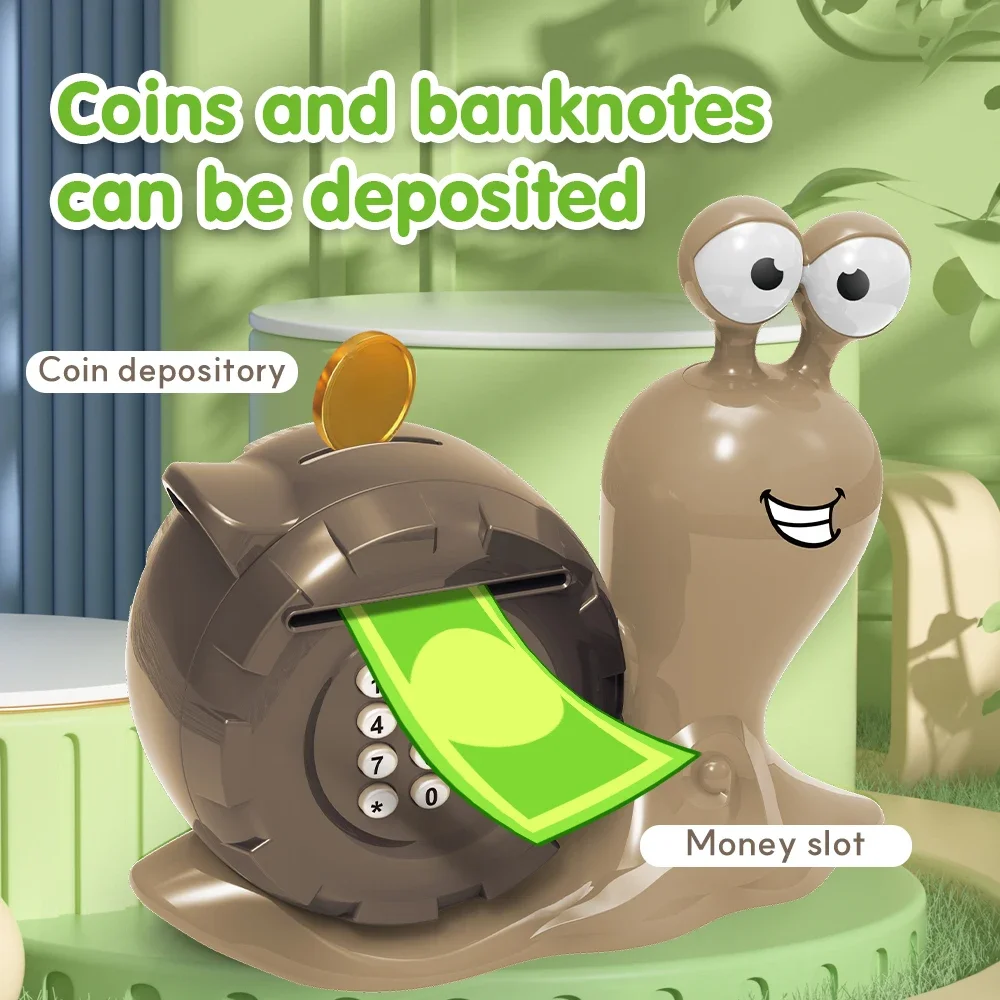 Snail Piggy Bank Kids Toy Educational Toys Passward Safe Deposit Box Money Saving Bank with Music Mini Atm Children Gift