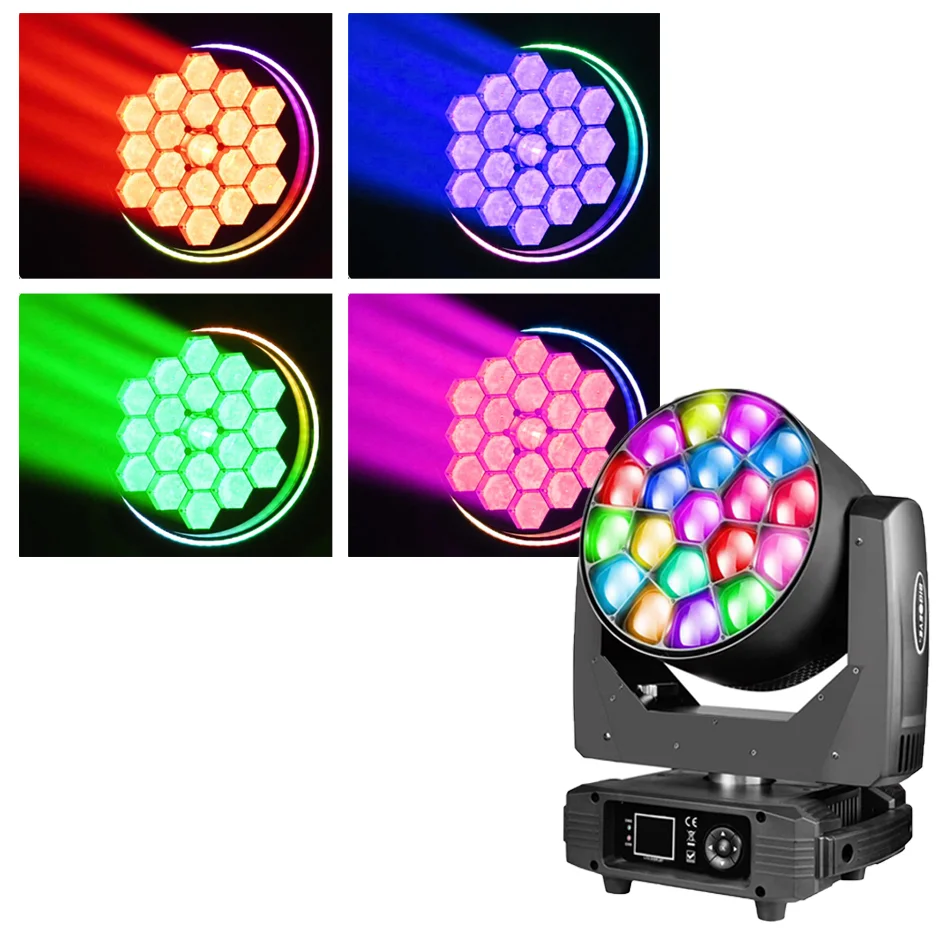 Factory Price 19*12W 19pcs RGBW 4In1 LED Bee Eye Wash Zoom Moving Head Light Stage Lights For DJ Concert Wedding Party Bar