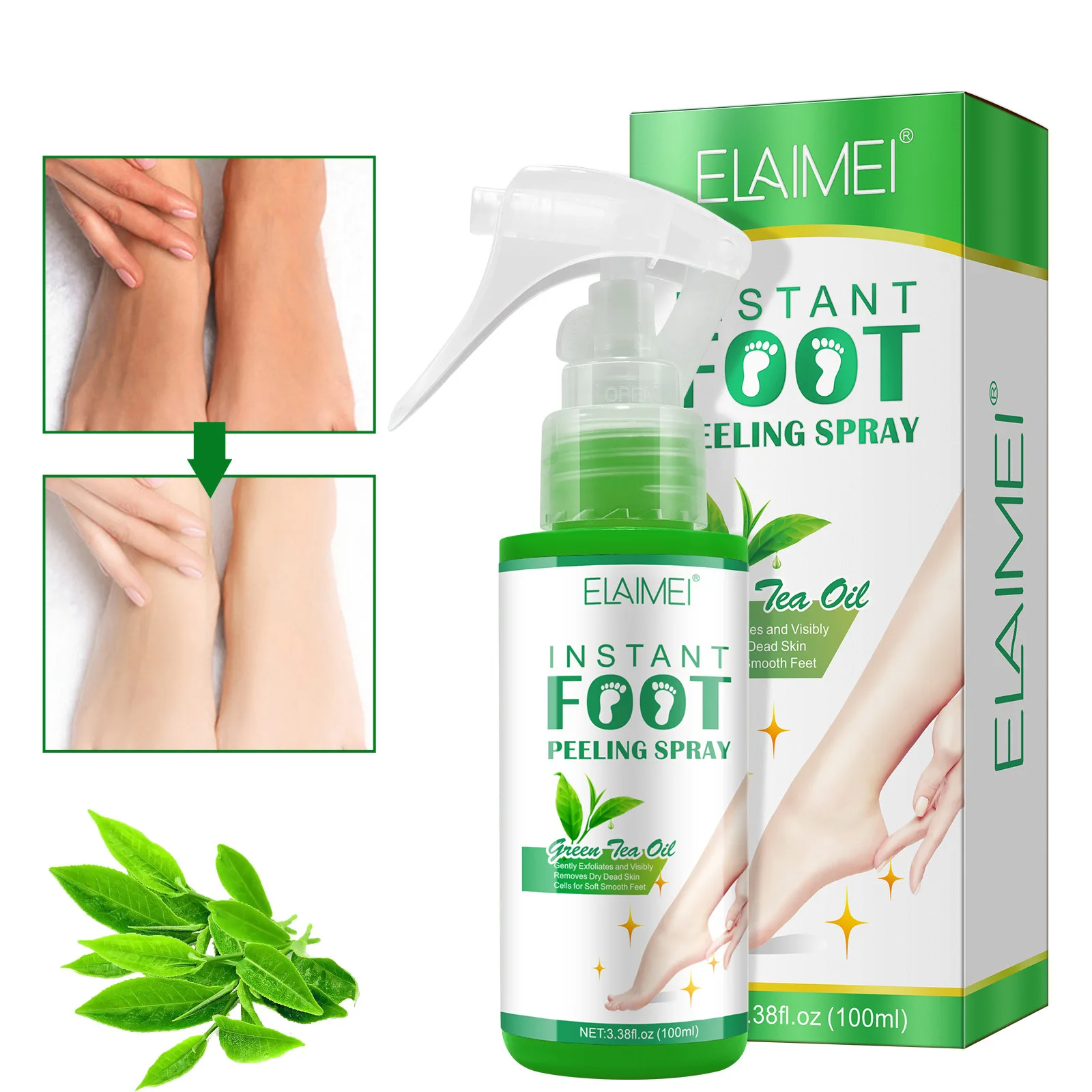 100ml Feet Exfoliating Spray Gently Foot Callus Remover Spray Quickly Soften Calluses Exfoliation Dry Feet Skin Hydrating Clean