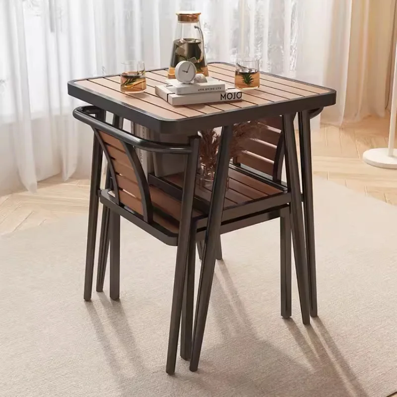 Outdoor balcony table and chair three-piece leisure tea table and chair combination can accommodate one table and two chairs sma