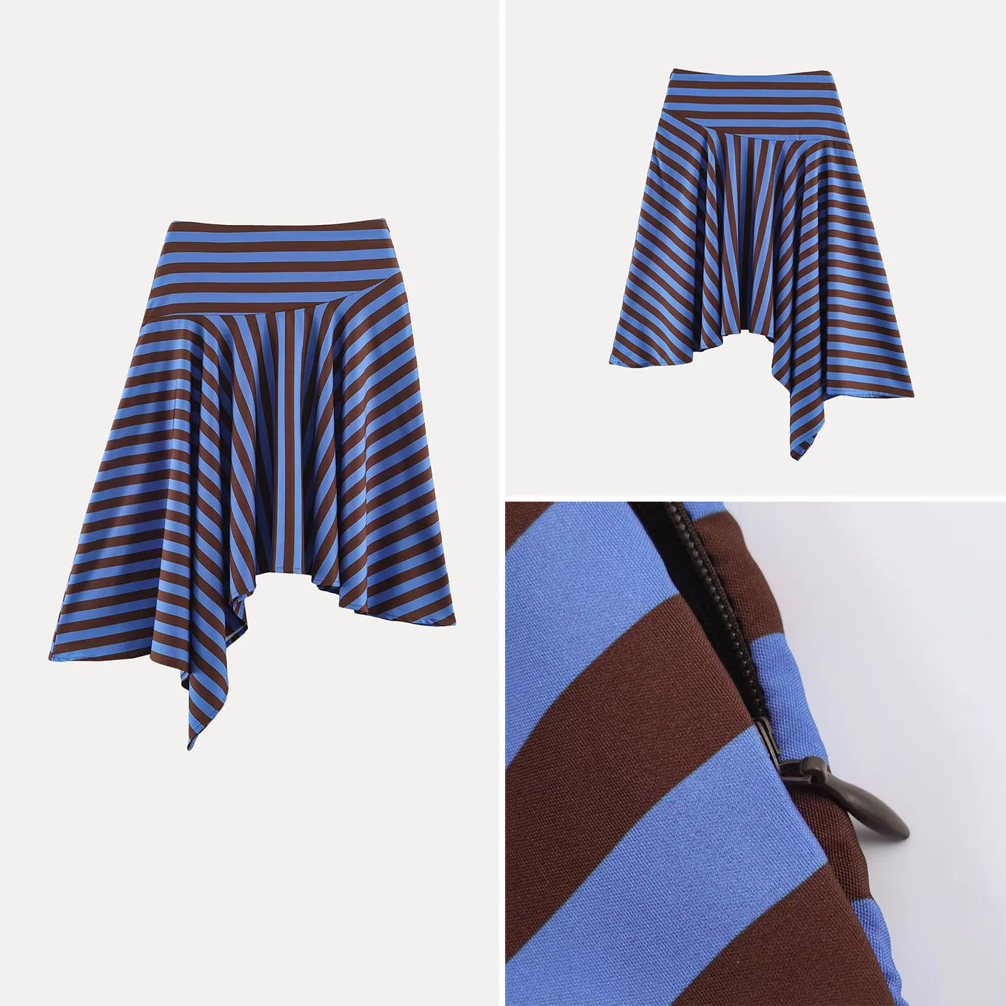 Fashionable Printed Asymmetrical Stripes Half Skirt Women's Autumn 2026 New Arrival Personality Matching Style ZADATA Brand