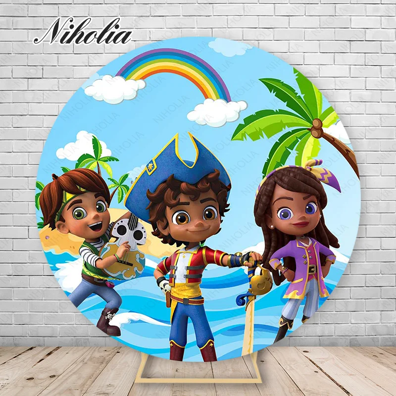 

Niholia Santiago Navigator Round Photo Backdrop Kids Birthday Party Background Custom Circle Decor Banner Poster Props