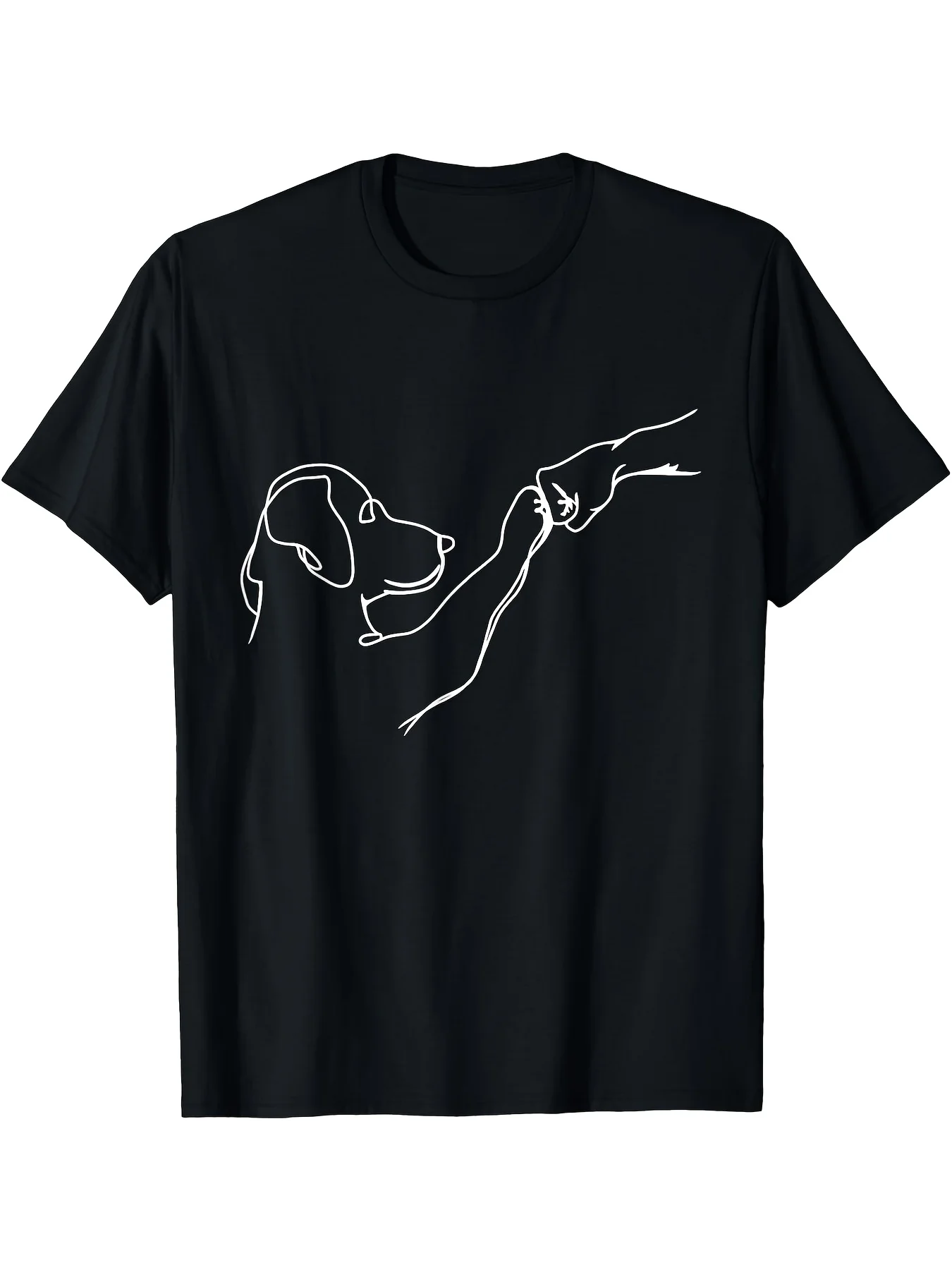 Dog and People Punch Hand Dog for Man Friendship Bump Dog's Paw t Shirt, Cotton Casual Short Sleeve Tee Soft, Comfortable & Machine Washable-Ideal for Casual Wear & Unique Gift Labor Day