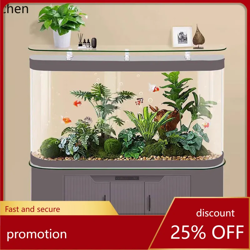 

HT new living room medium and large floor light luxury household ecological bottom filter water-free silent aquarium