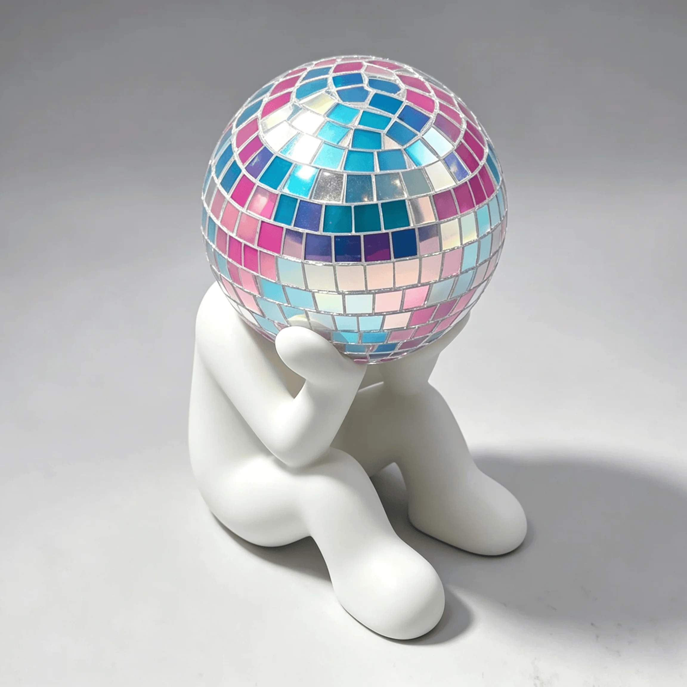 Disco Ball Thinker Statue, Detachable Rainbow Mirror Disco Ball Decoration