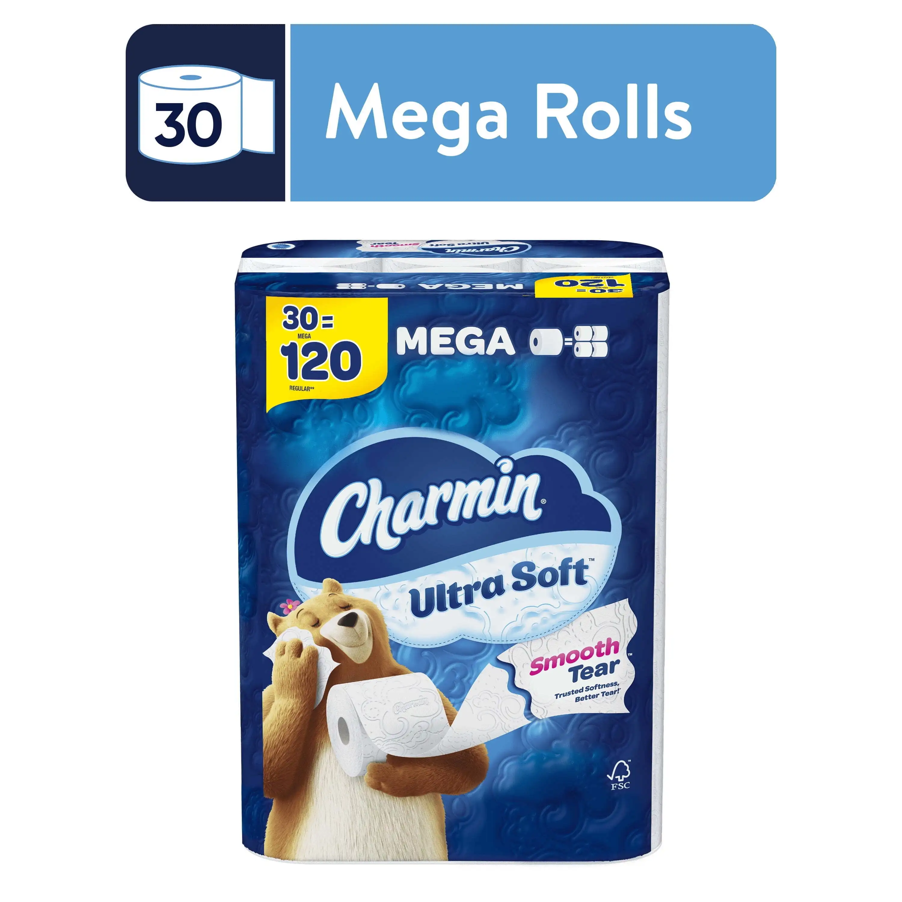 

Toilet Paper Ultra Soft, 30 Mega Rolls