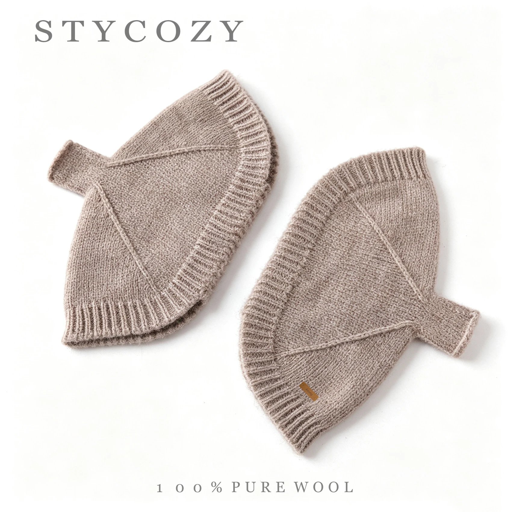 100% Wool Shell‑Shaped Knitted Fingerless Gloves Women Winter Solid Warm Soft Wrist Mittens Men Woolen Half-Finger Arm Warmer