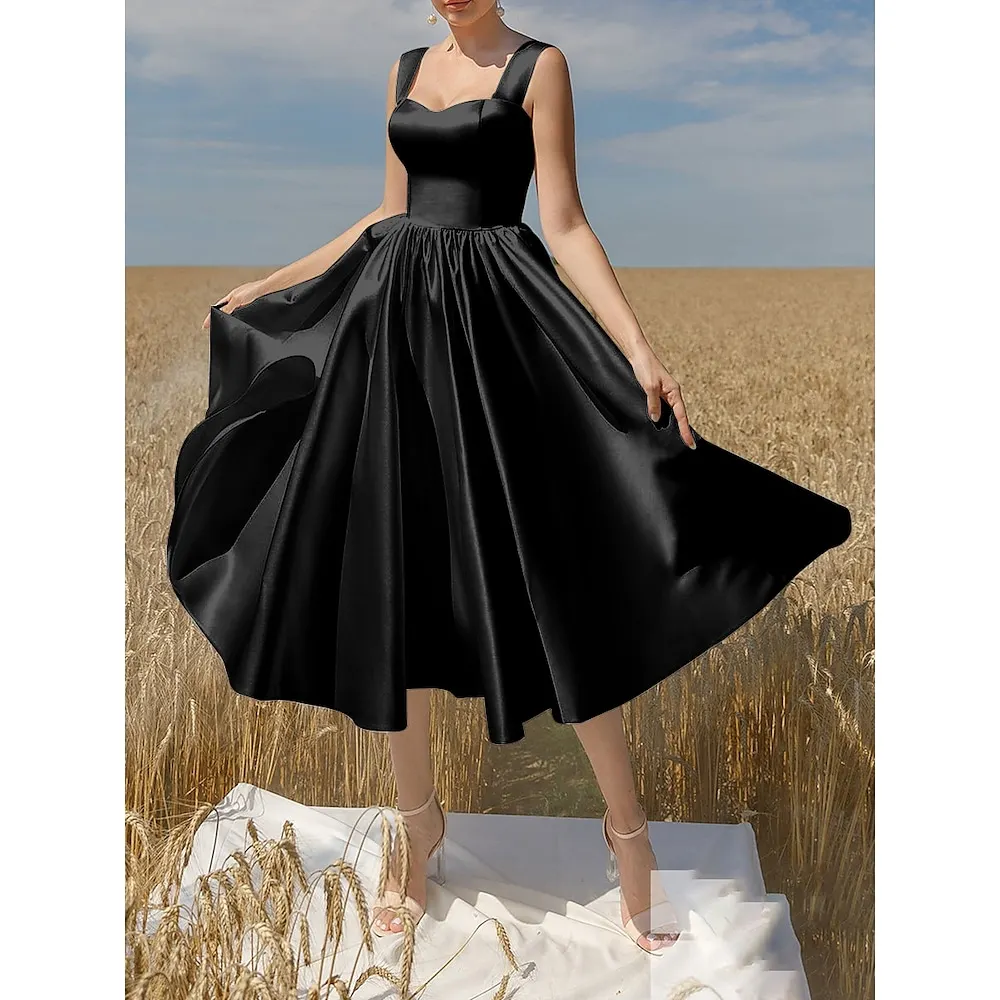 Elegant Sweetheart Een Lijn Satin Speciale Gelegenheid Gown Custom Made Knielengte Black Little Avondjurken