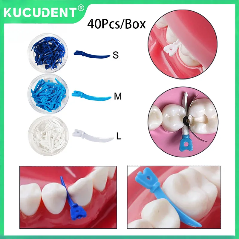 

40 Pcs/Box Dental Tulwar Wedges Sectional Matrix System Refill Wedge Disposable Plastic Wedges With Hole S/M/L Dentist Tool