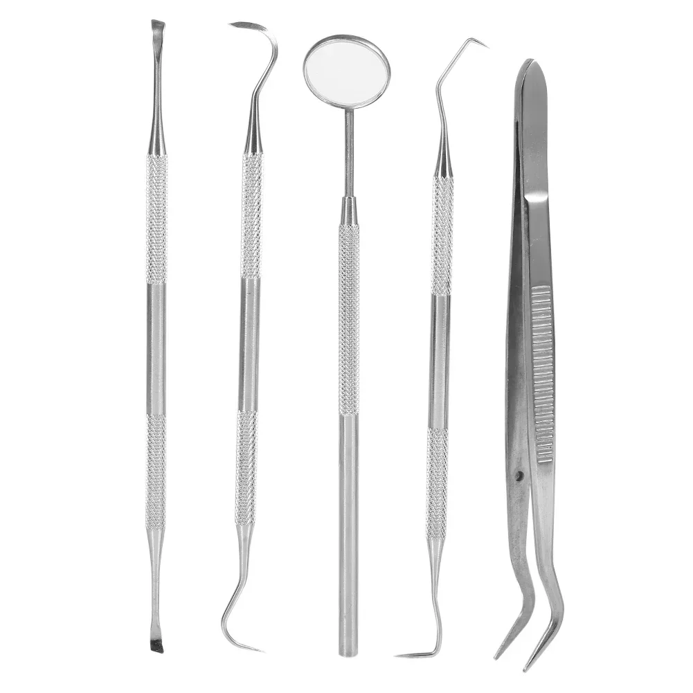 

5Pcs/set Dental Instrument Tools Kits With Case Dental Probe Dentist Scaler Mirror Plier Tooth Scraper Oral Hygiene Care Clean