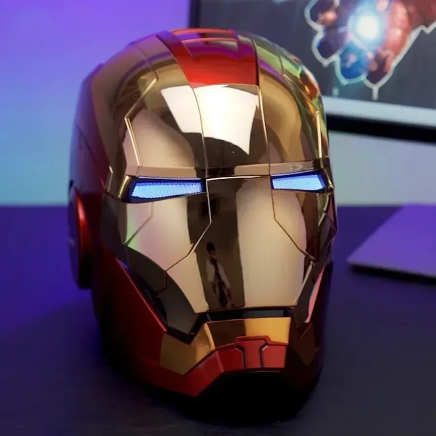 Nuevo casco Marvel Iron Man acción en vivo ojos LED 1/1 Cosplay oreja luz brillante Control de voz eléctrica guapo película regalos personalizados