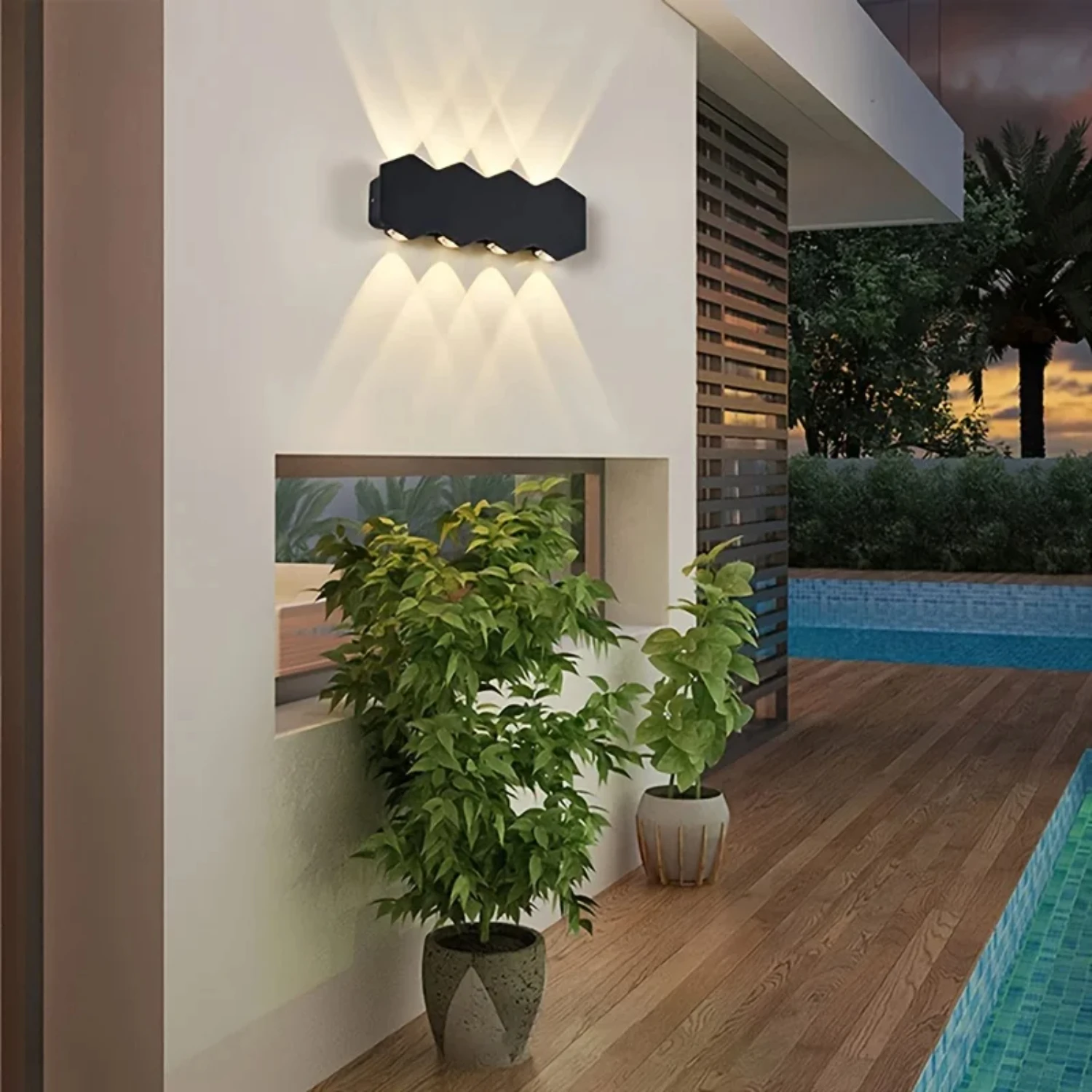 Modern Minimalist Rectangular Outdoor Wall Light Rugged Black Aluminum housing Wall Lamp Waterproof