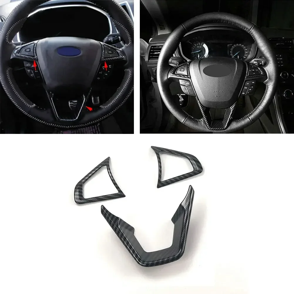 

Premium Carbon Fiber Style Steering Wheel Cover for Ford Fusion For Mondeo Edge Eye catching Look Easy Installation (3Pcs)