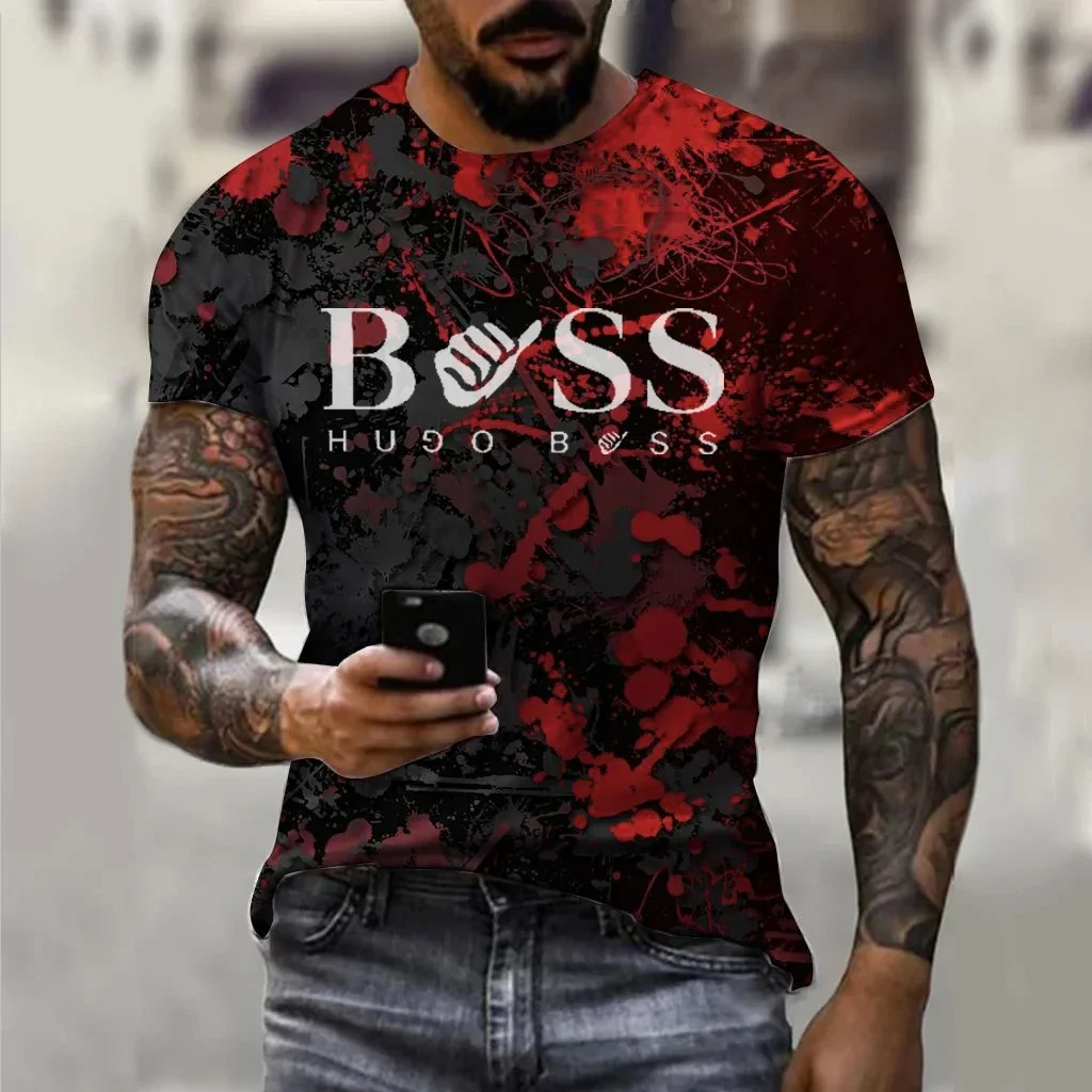 Summer Men's T-Shirt New Round Neck Short Sleeve Top Letters Printed Pattern Short Sleeve Summer Outdoor Sports Short Sleeve