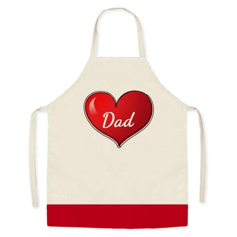 Cartoon Love Linen Work Apron Elements Printed Heart Forming People Kitchen Cooking Sleeveless Waist Apron