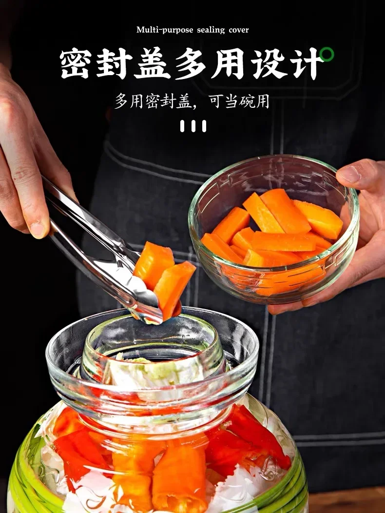 Household Pickled Jar Pickles Cylinder Sealed Cans 2.5/5KG  Korea Glass Container Kimchi Jar Kitchen Thickened Pickled Cans