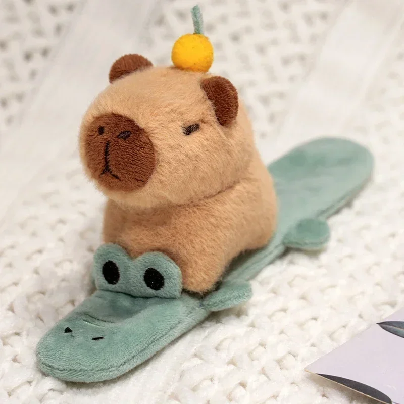 Capybara Slap Snap Wrap Capibara Plushie Wristband Bracelet Kawaii Cute Dog Cat Plush Toy Hand Ring Creative Funny Gift