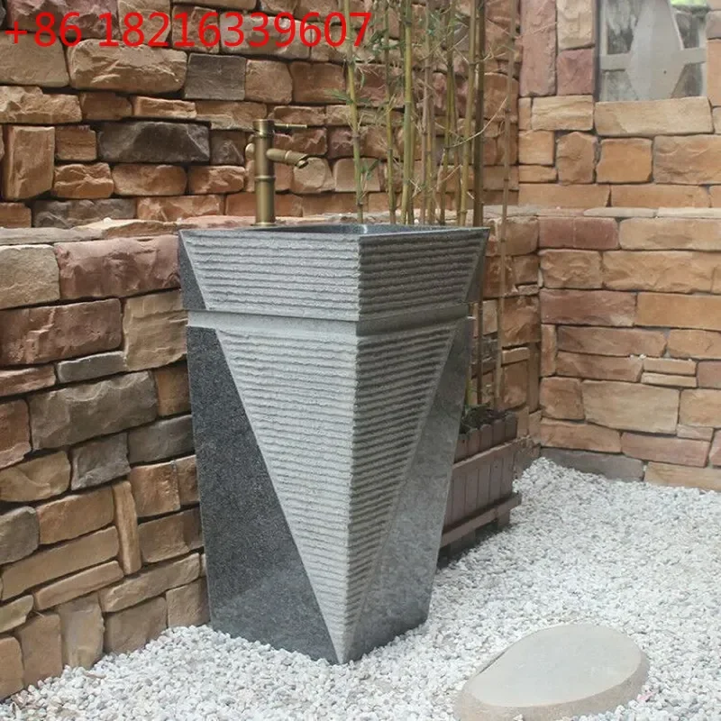 YAO Stone Wash Basin Art Pool Column Outdoor Marble Sink Retro Integrated Courtyard Washbasin
