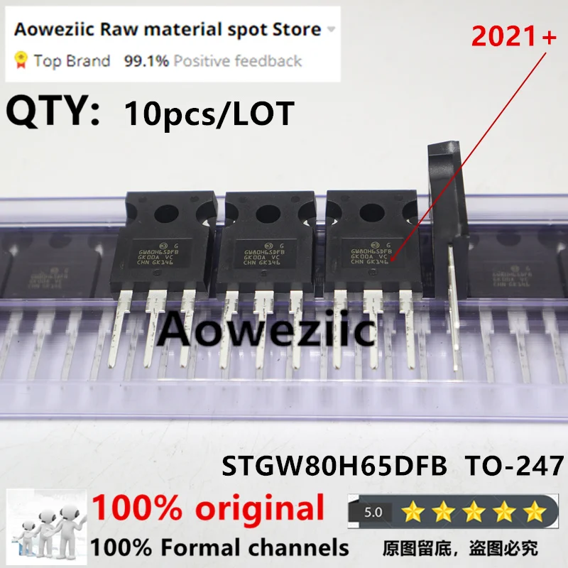 

Aoweziic 2021+ 10 PCS 100% New Imported Original STGW80H65DFB GW80H65DFB TO-247 IGBT Insulated Gate Dipolar Transistor 650V 85A