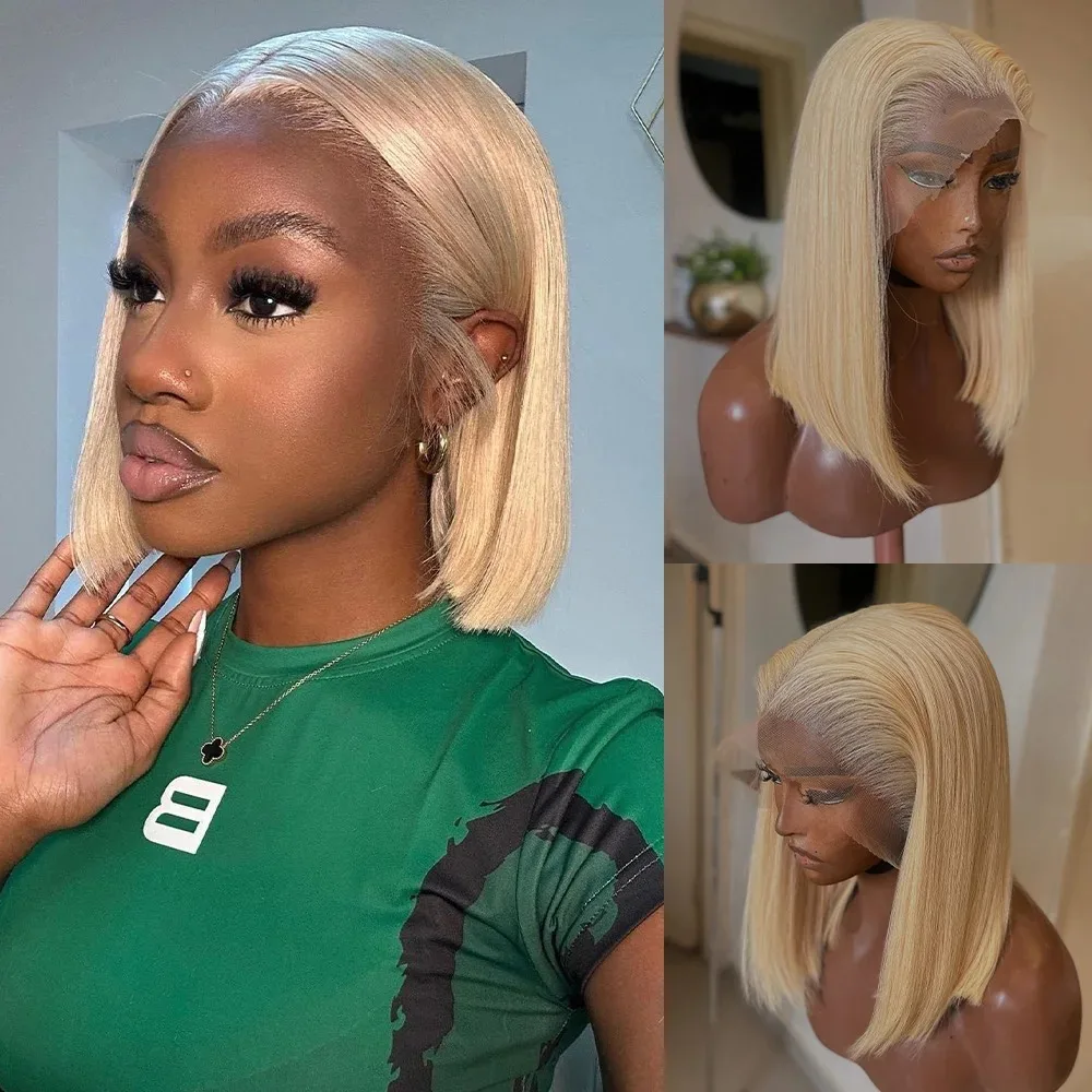 

Синтетический парик-каре 613 блонд, прямой, с HD-основой 13x4, короткий, 14 дюймов, предварительно выщипанный, без клея, термостойкий