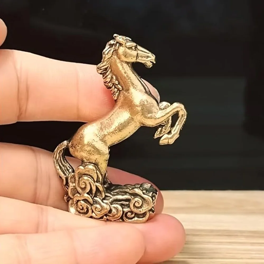 Vintage Messing-Pferdefigur auf Glückswolken, Glücksbringer für Erfolg, Feng-Shui-Heimdekoration, Sammlerstücke, Einweihungsgeschenk – Detail 2