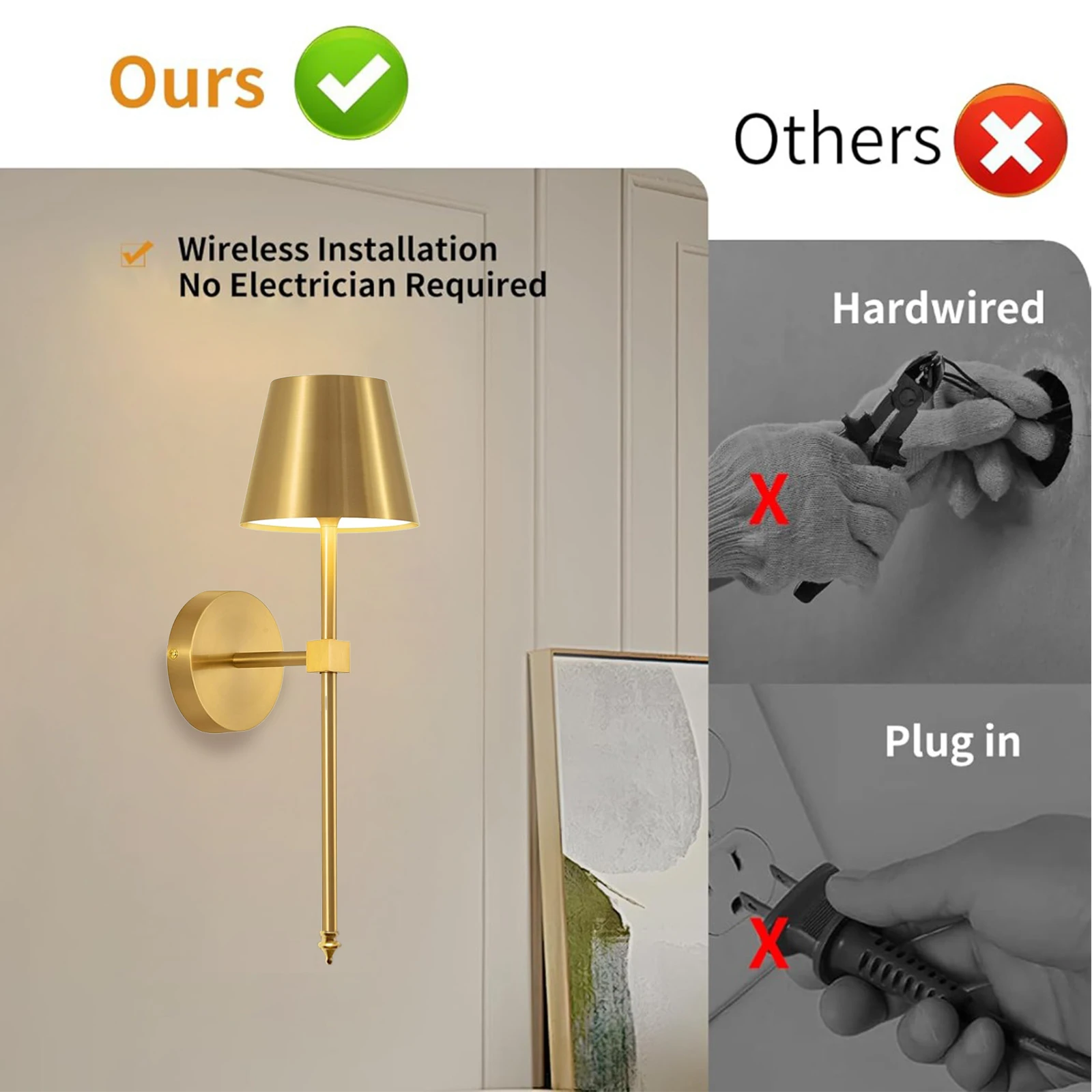 2 pièces mur LED lumière Rechargeable décor à la maison applique télécommande gradation chambre salon intérieur détachable éclairage mural