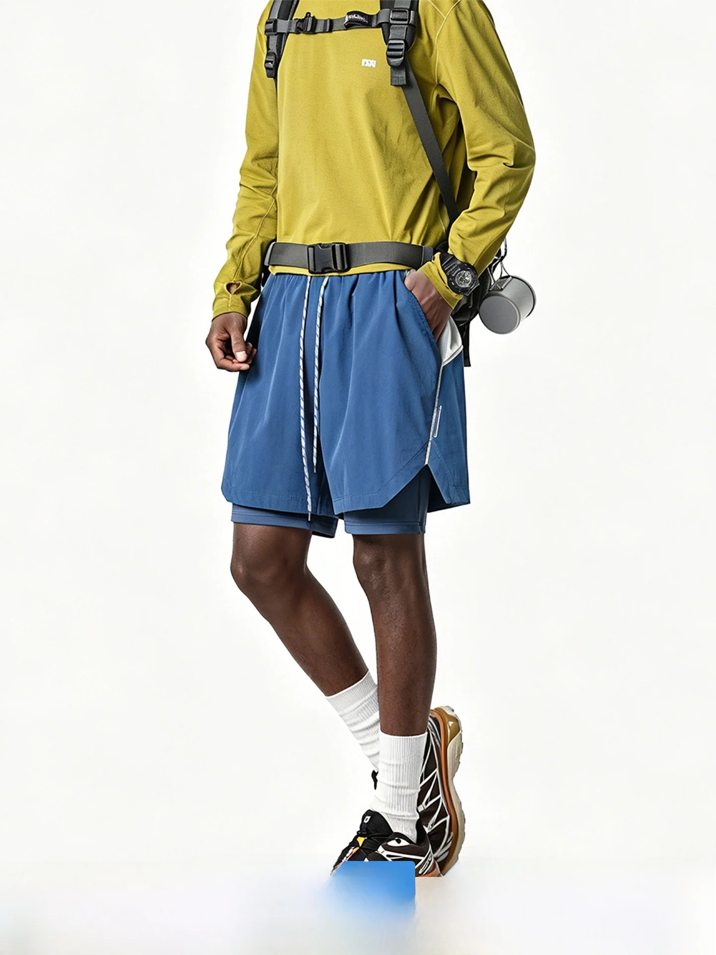 Artannie American Style Basketball Shorts for Men Summer Outdoor Sports Running High Waist Knitted Nylon And Spandex Shorts