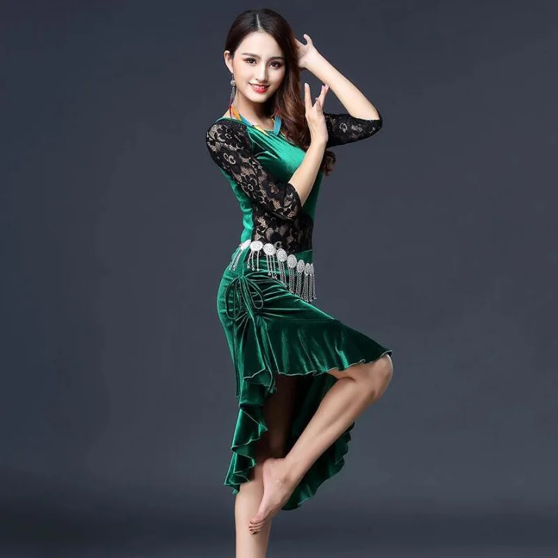 Adult Latin dance dress skirt fringed dress nightclub stage costume Chacha rumba Tango Belly Dance Costume