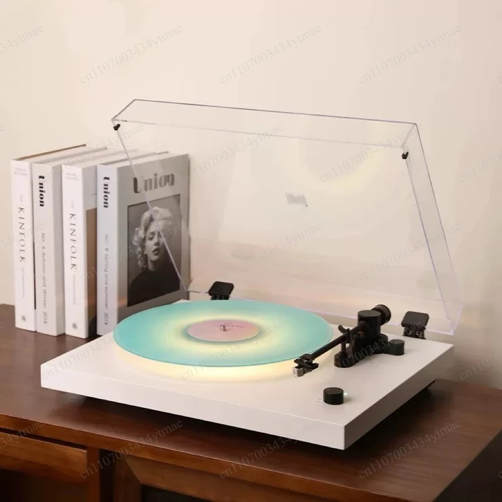 Belt Drive Vinyl Turntable Bluetooth LED Lighting Acrylic Platter Home Record Player