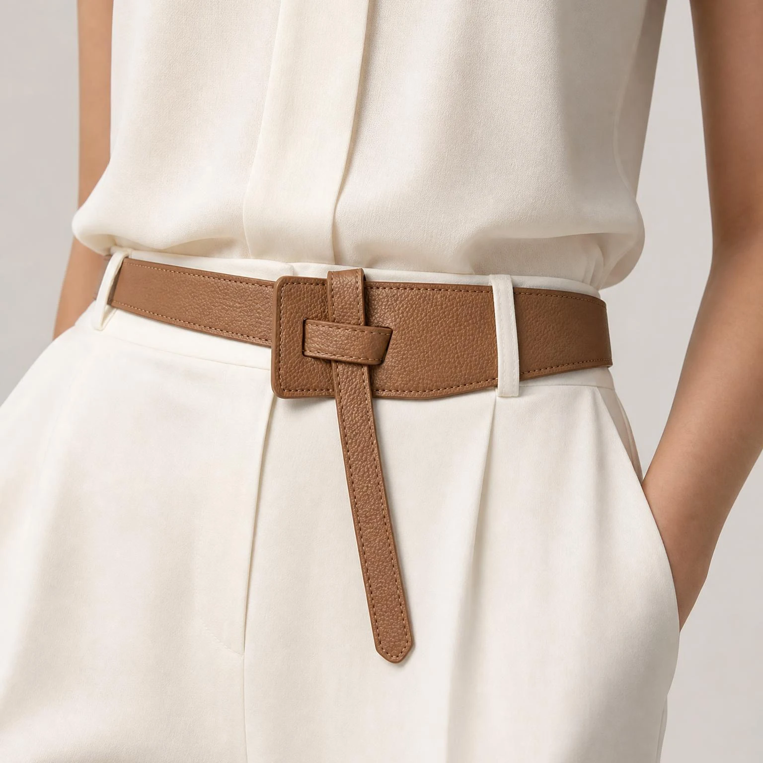 Hochwertiger Damen-Knotengürtel, Modisches Design, Kleidungszubehör, PU-Langgürtel, Trendiger Taillengürtel für Damen