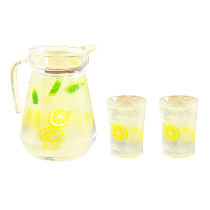 

1:12 Dollhouse Miniature Lemon Juice Jug Cup Set Model Doll Drink Decor Toy Doll House Mini Kitchen Scene Ornament