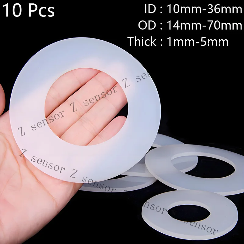 Z+ White Silicone Flat Ring Rubber Washer Seal Gaskets Inner Diameter 10mm to 36mm