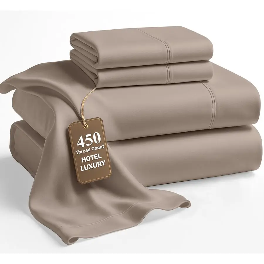 

Льняные простыни из 100 хлопка, охлаждающие простыни с 450 нитками, прочное постельное белье для повседневного использования, стоимость комфорта для ночного отдыха, хо