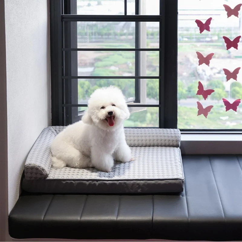 

Дышащая весенне-летняя охлаждающая большая кровать для собаки, нескользящая кровать для кошек с подушкой, ледяная шелковая ткань, кровать для собаки, подушка для маленьких собак, домашнее животное