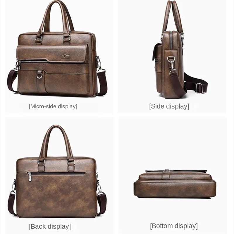 Horizontal Vintage Briefcases For Men Genuine Leather Handbag Luxury Male Shoulder Messenger Bag Business Laptop Tote Bag