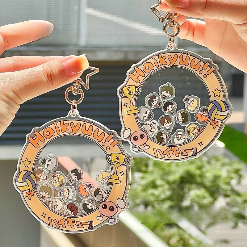 Anime Haikyuu!! Acrylic Keychain Action Figure Cartoon Funny Shakable Keyring Pendant Backpack Decorations Kids Birthday Gifts