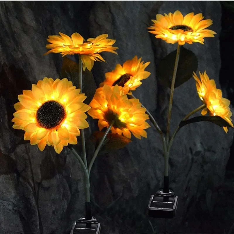 Simulated Outdoor Solar Sunflowers Smart Sense Garden Lights Yard Wedding Thanksgiving Decor Light Waterproof LED Lawn Light