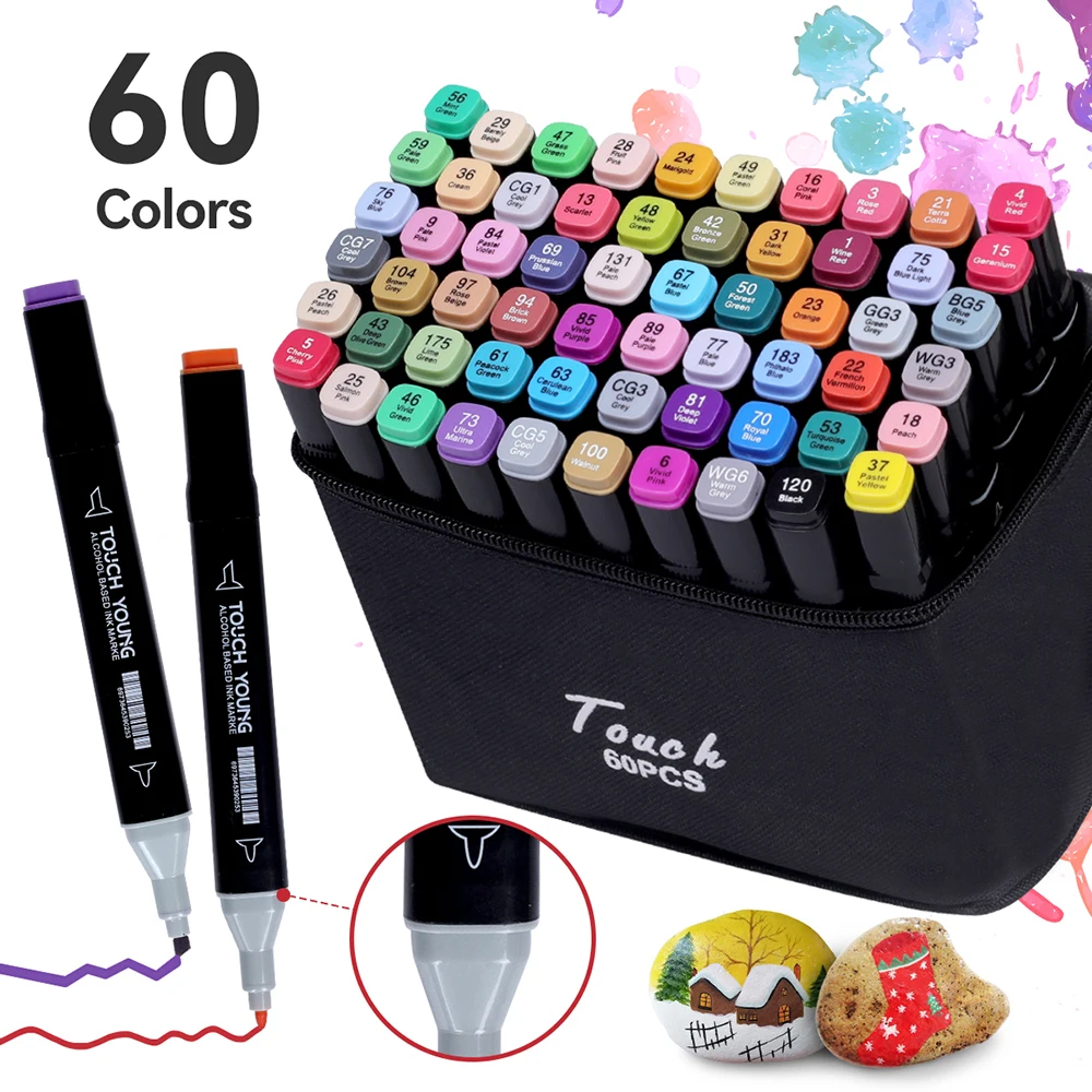 

24-80 Colors Double Headed Drawing Markers Set Soft Brush Pens Graffiti Manga Sketch Alcohol Oily Based Marker Painting Supplies